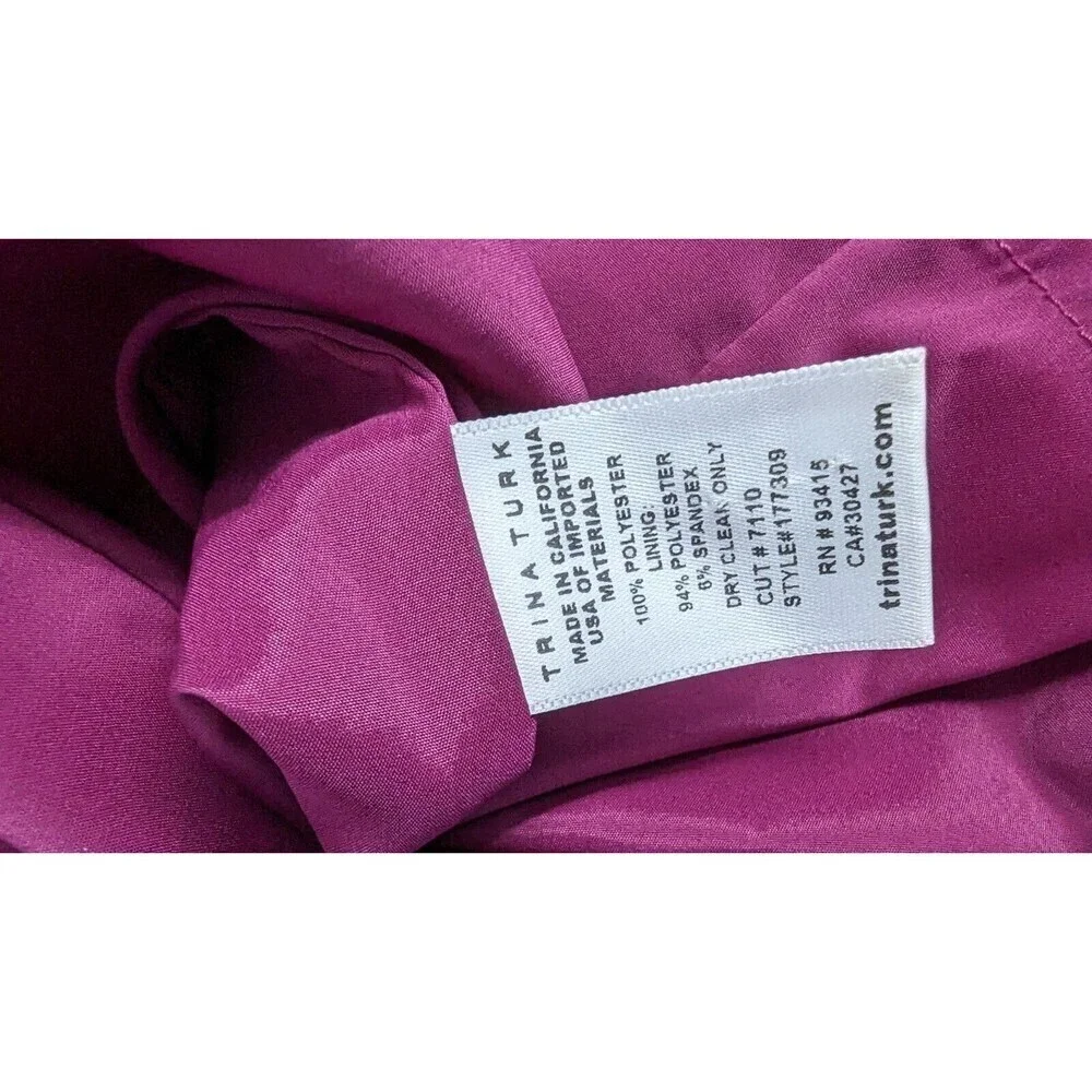 TRINA TURK Size‎ 4 Dress Ruffle Layer Bodice Split Back Sheath